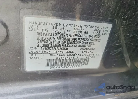 2015 Nissan Versa S из США, поврежденный, VIN 3N1CN7AP6FL865542